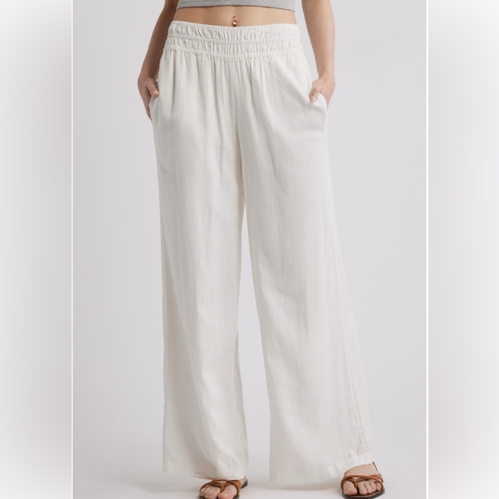 Treasure & Bond White Wide-Leg Linen Pants